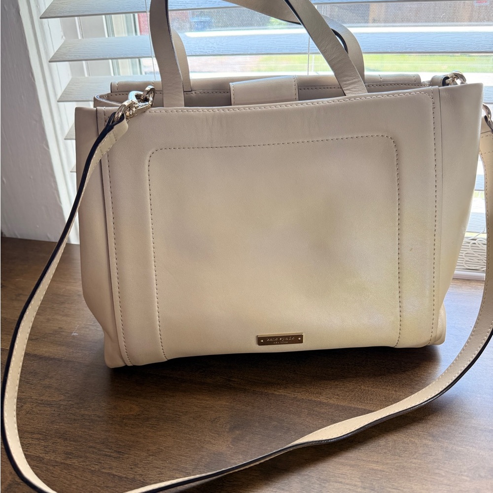 Kate Spade Ivory Leather Bow Satchel with Pyramid Stud Detail - Picture 4 of 13